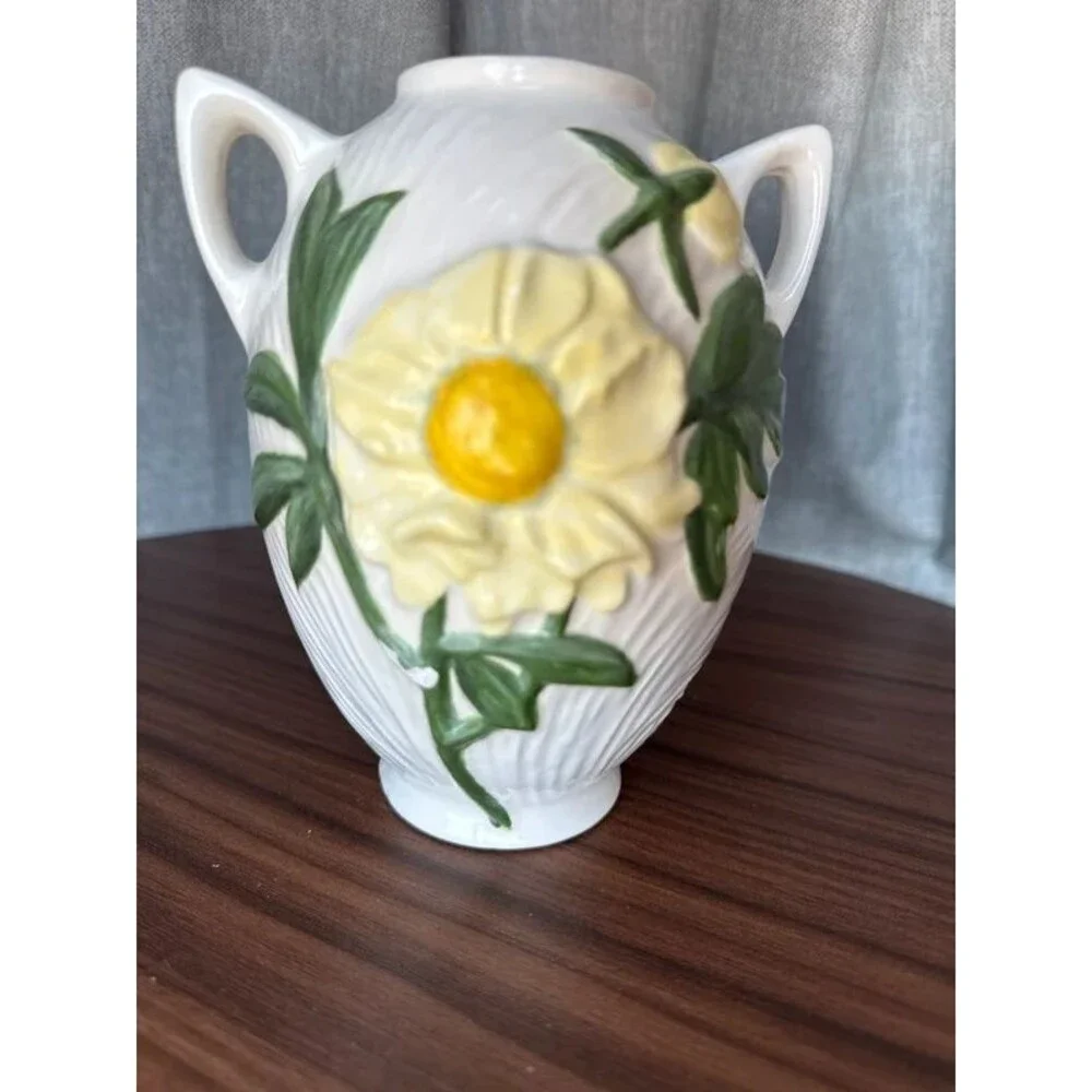 VTG 90s Pottery Vase Handmade Signed Cottage Grandma Floral Urn